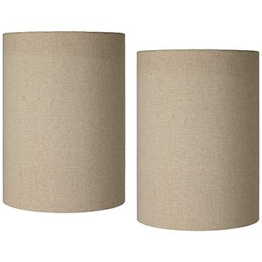 Springcrest Tan Cotton Set of 2 Cylinder Lamp Shades 8x8x11 (Spider)