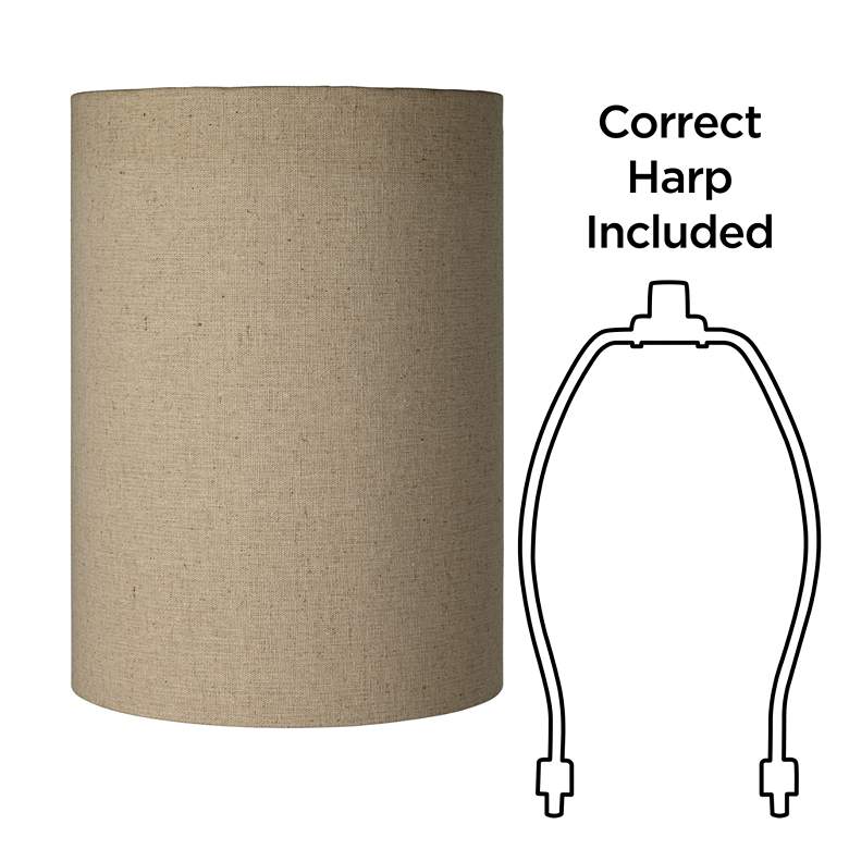 Image 5 Springcrest Tan Cotton Set of 2 Cylinder Lamp Shades 8x8x11 (Spider) more views