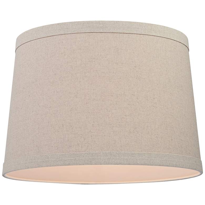 Image 3 Springcrest Taupe Gray Burlap Drum Lamp Shade 14x16x11 (Spider) more views