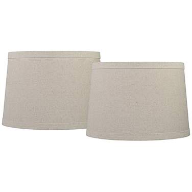 Springcrest Taupe/Gray Burlap Set of 2 Drum Lamp Shades 14x16x11 (Spider)