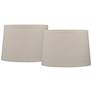 1_Springcrest Taupe/Gray Burlap Set of 2 Drum Lamp Shades 14x16x11 (Spider)