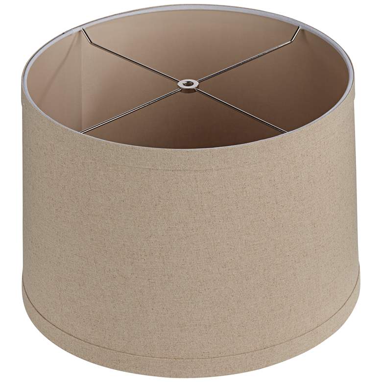 Image 4 Springcrest Taupe Natural Linen Drum Shades 15x16x11 (Spider) Set of 2 more views
