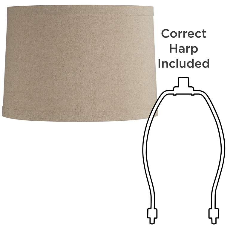 Image 6 Springcrest Taupe Natural Linen Drum Shades 15x16x11 (Spider) Set of 2 more views