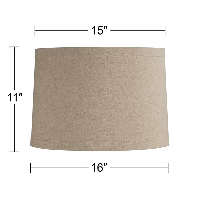Image 7 Springcrest Taupe Natural Linen Drum Shades 15x16x11 (Spider) Set of 2 more views