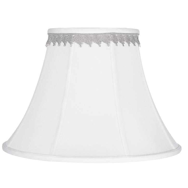 Image 1 Springcrest White Bell Shade with Silver Leaf Trim 9x18x13 (Spider)