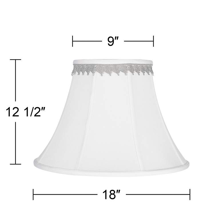 Image 3 Springcrest White Bell Shade with Silver Leaf Trim 9x18x13 (Spider) more views