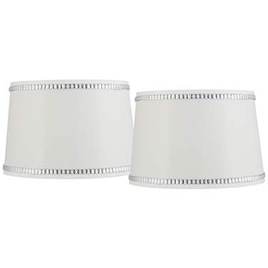 Springcrest White Crystal Trim Set of 2 Drum Shades 13x15x10 (Spider)