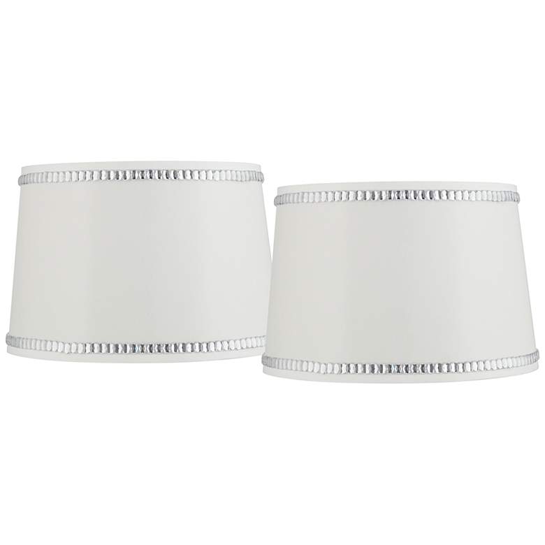 Image 1 Springcrest White Crystal Trim Set of 2 Drum Shades 13x15x10 (Spider)