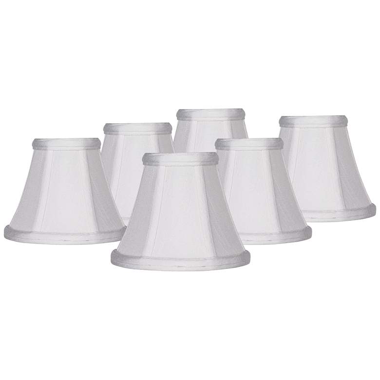 Image 1 Springcrest White Fabric Chandelier Clip Shades 3x6x5 (Clip-On) Set of 6