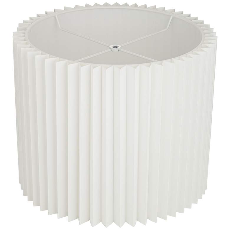 Image 4 Springcrest White Linen Pleated Drum Lamp Shade 14.75x14.75x12 (Spider) more views