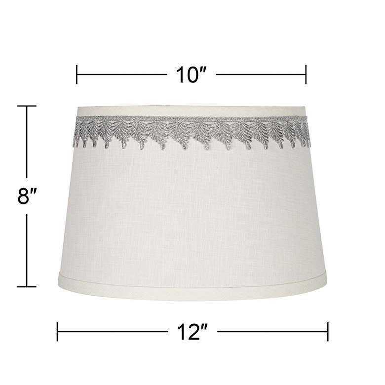 Image 3 Springcrest White Linen Shade with Silver Leaf Trim 10x12x8 (Spider) more views