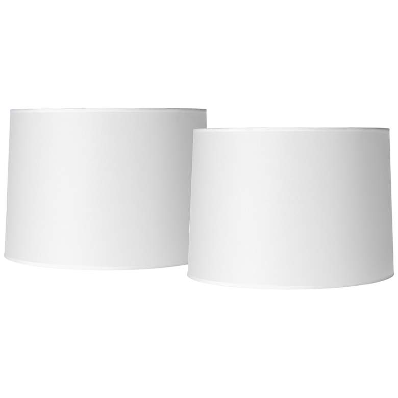 Image 1 Springcrest White Set of 2 Hardback Drum Lamp Shades 15x16x11 (Spider)
