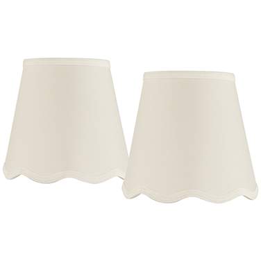Springcrest White Set of 2 Scalloped Bottom Lamp Shades 4x6x5.5 (Clip-On)