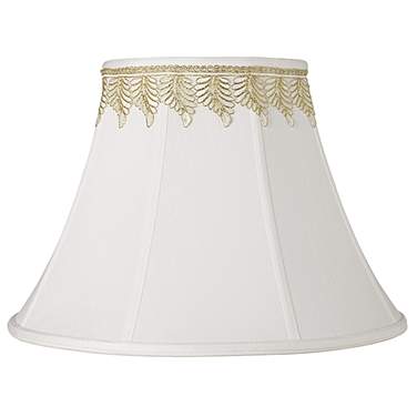 Springcrest White Shade with Embroidered Leaf Trim 9x18x13 (Spider)