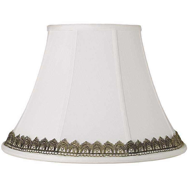 Image 1 Springcrest White Shade with Gold Lace Trim 9x18x13 (Spider)