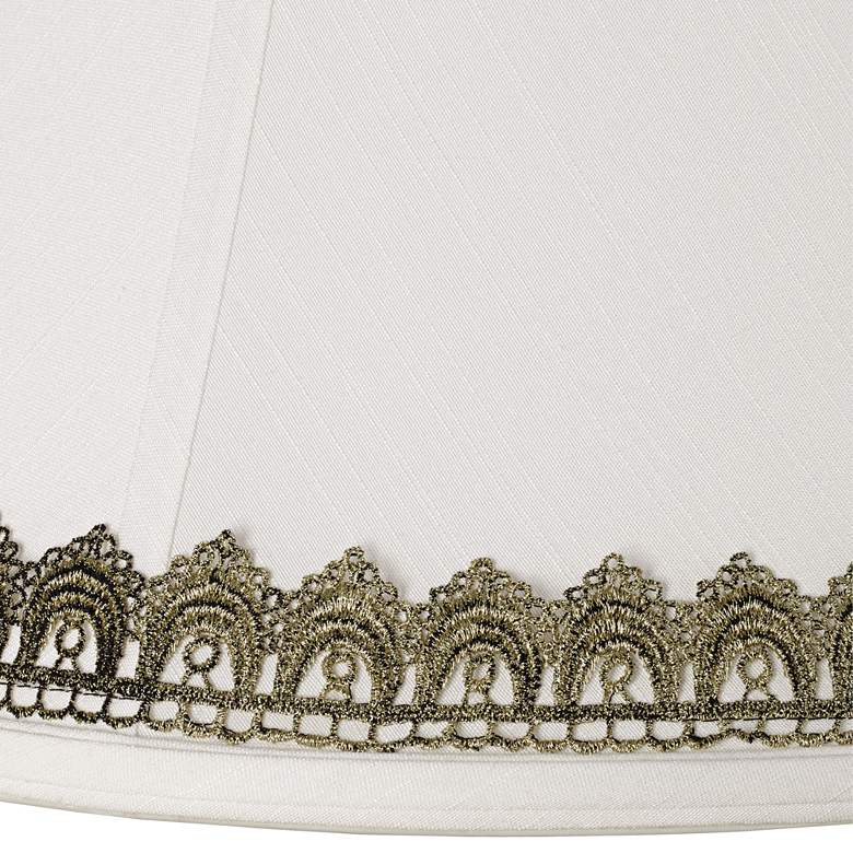 Image 2 Springcrest White Shade with Gold Lace Trim 9x18x13 (Spider) more views