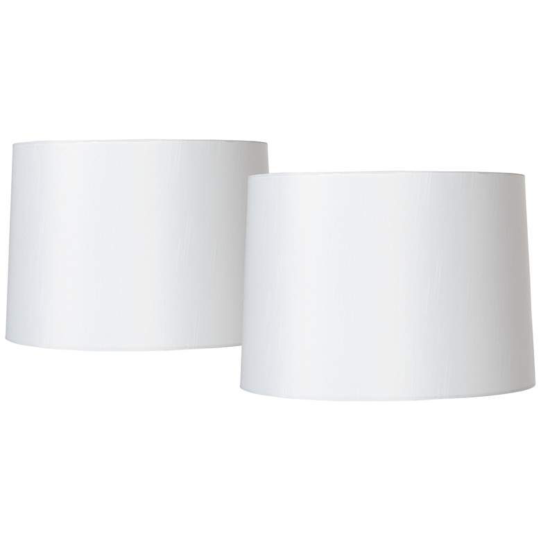Image 1 Springcrest White Tapered Drum Lamp Shades 13x14x10 (Spider) Set of 2