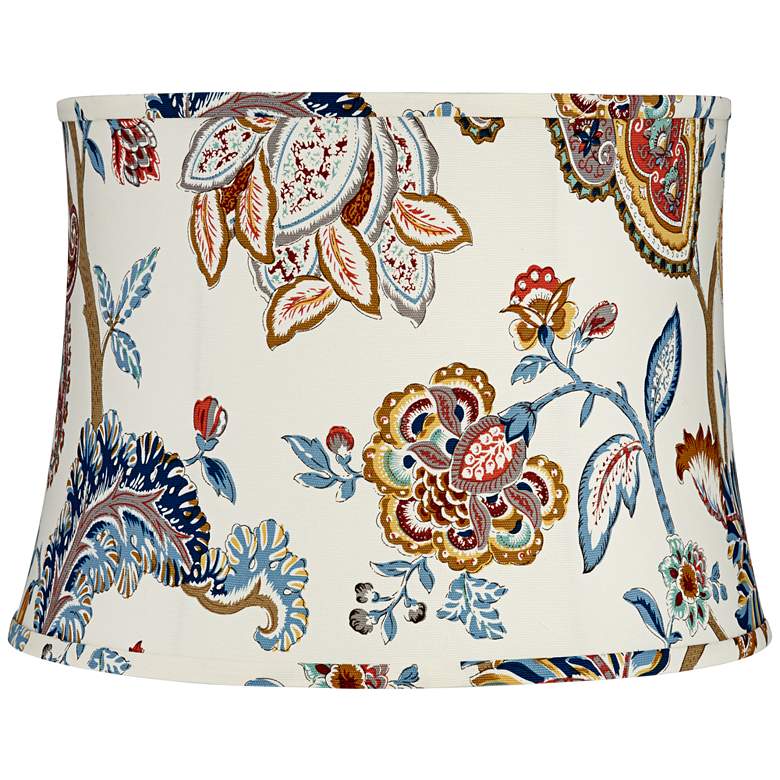 Image 1 Springcrest White with Paisley Print Drum Lamp Shade 14x16x11.5 (Spider)