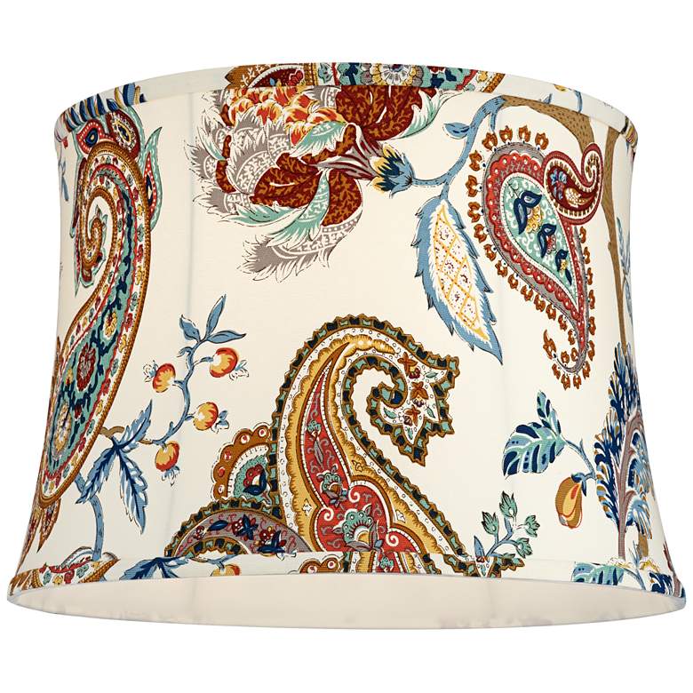 Image 4 Springcrest White with Paisley Print Drum Lamp Shade 14x16x11.5 (Spider) more views