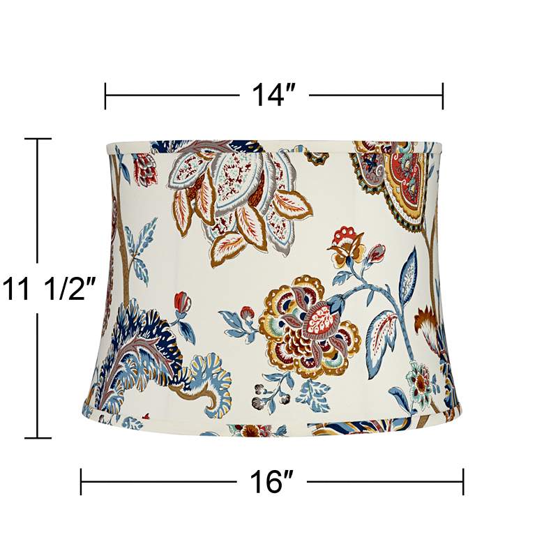 Image 6 Springcrest White with Paisley Print Drum Lamp Shade 14x16x11.5 (Spider) more views