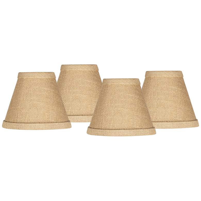 Image 1 Springcrest Woven Burlap Set of 4 Chandelier Clip Shades 3x6x5 (Clip-On)