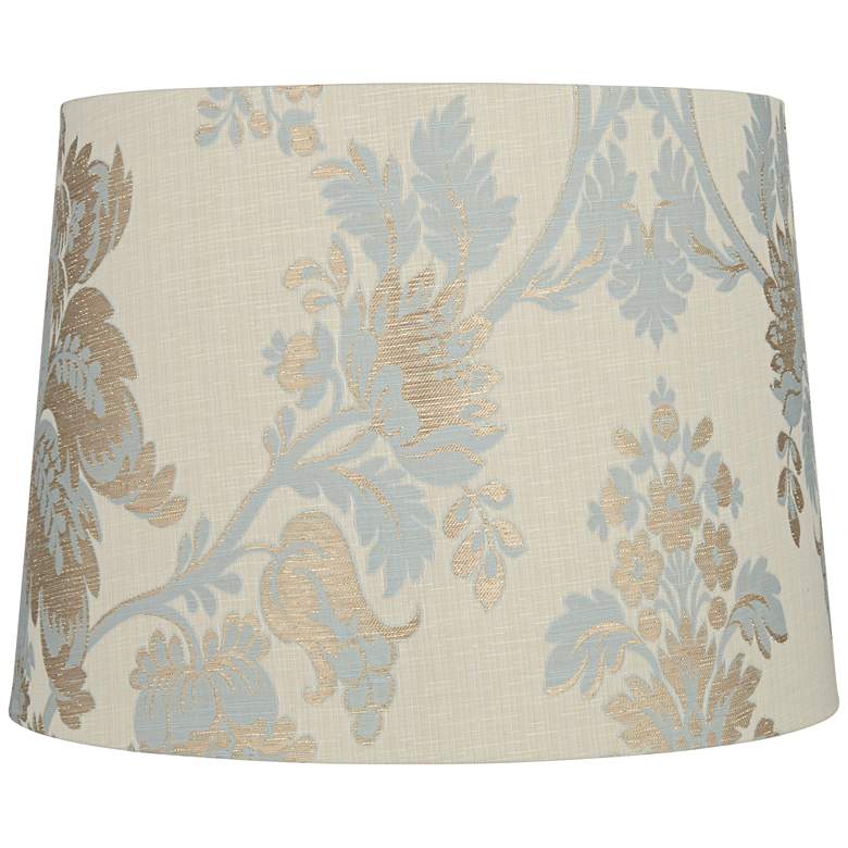 Image 1 Springcrest Zena Soft Beige Dusty Blue Embroidered Shade 13x15x11 (Spider)