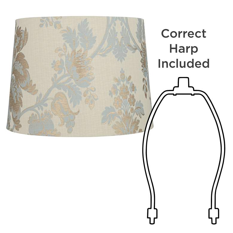 Image 6 Springcrest Zena Soft Beige Dusty Blue Embroidered Shade 13x15x11 (Spider) more views