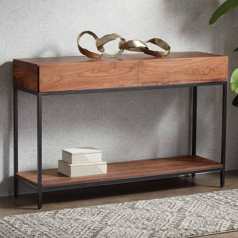 Image 1 Springdale ll 50 inch Wide Natural Wood 2 Drawer Console Table