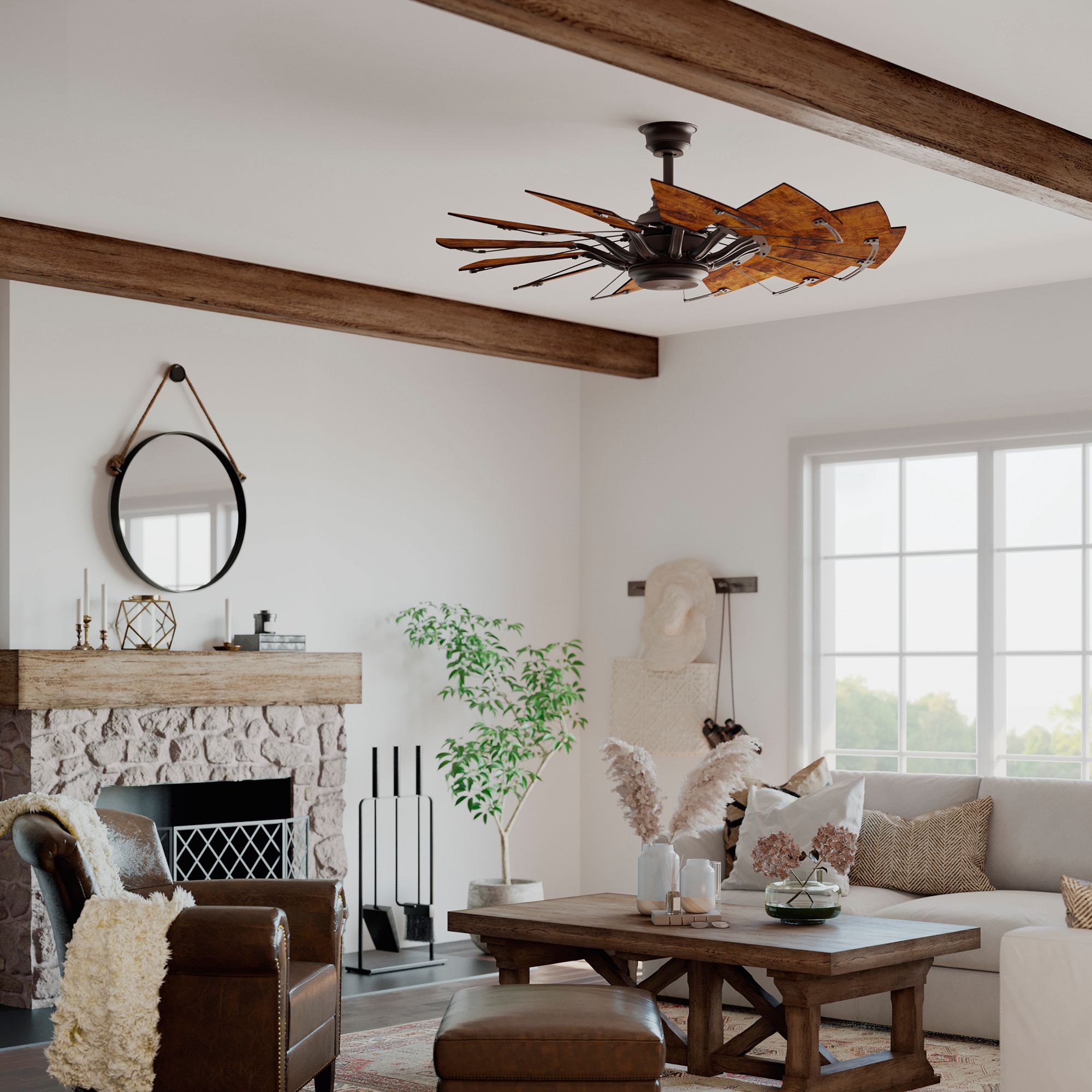 Springer Collection 52-Inch 12-Blade DC Motor Windmill Ceiling Fan