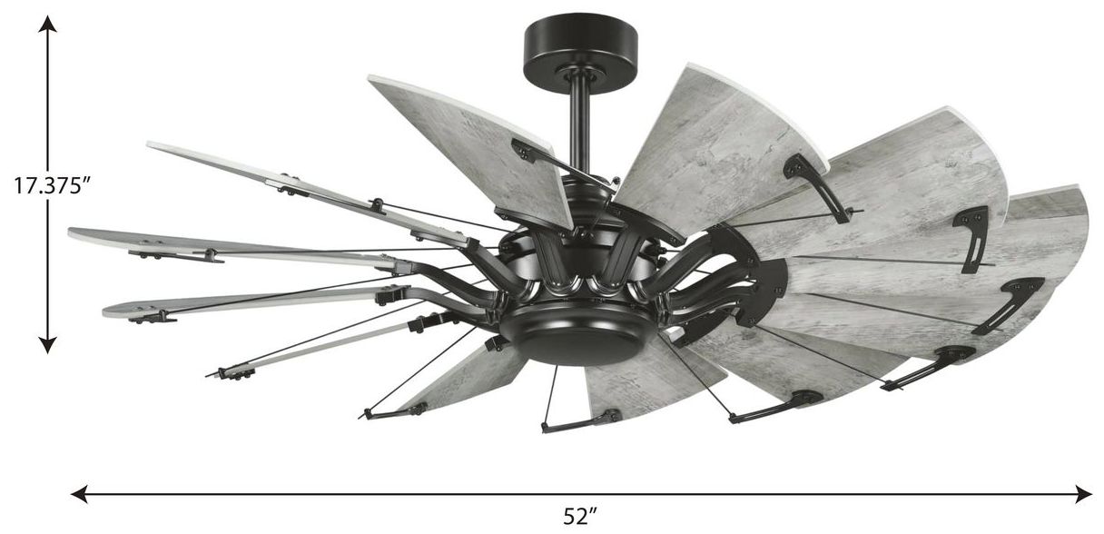 Springer Collection 52-Inch 12-Blade DC Motor Windmill Ceiling Fan