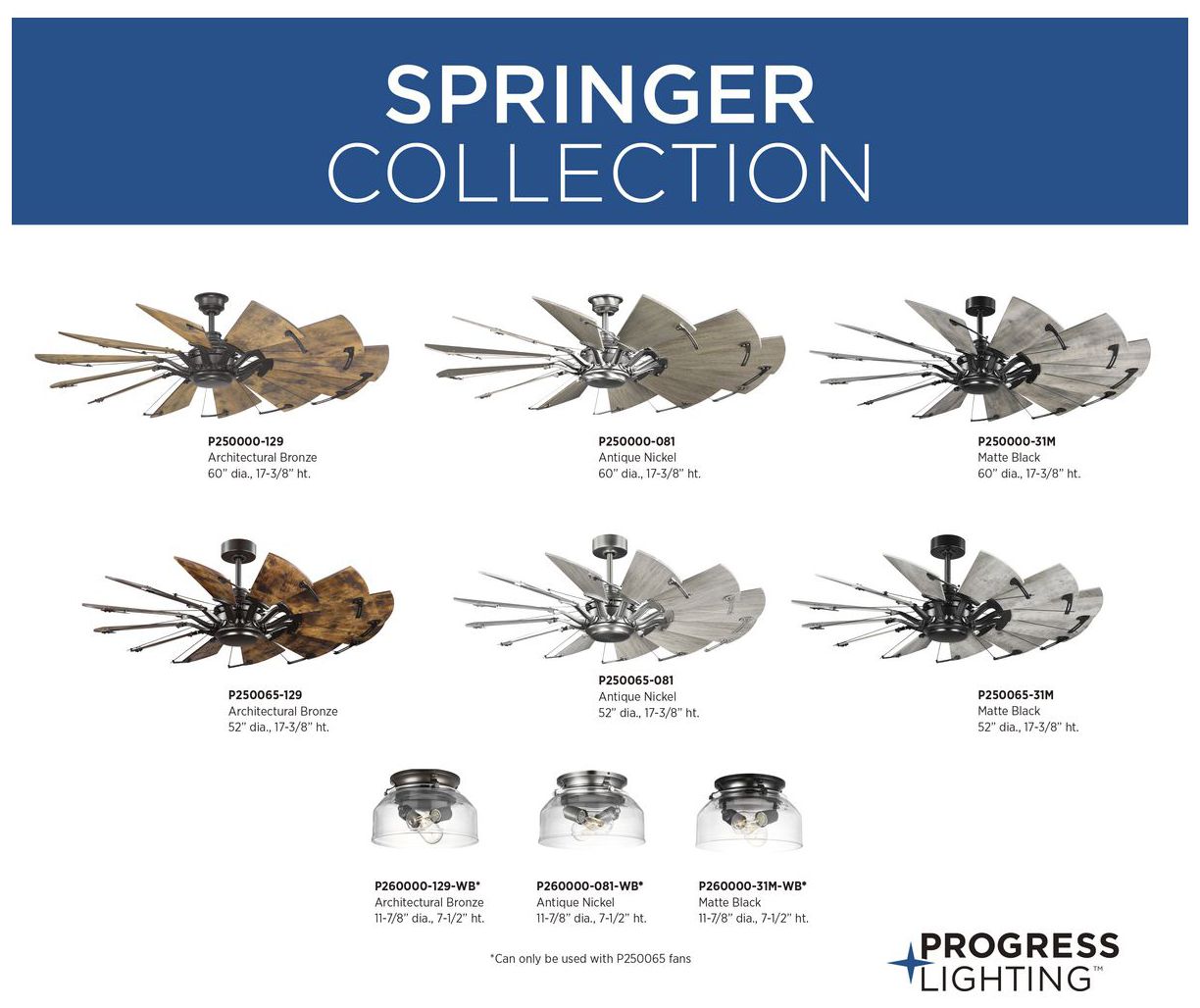 Springer Collection Clear Glass Ceiling Fan Light Kit