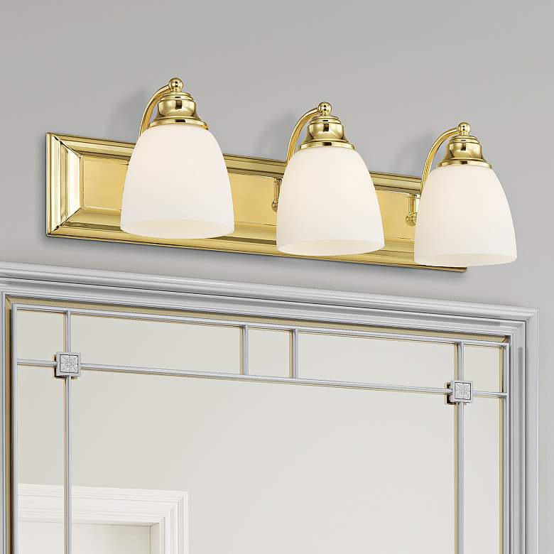 Image 2 Springfield 24" Wide Polished Brass 3-Light Bath Light