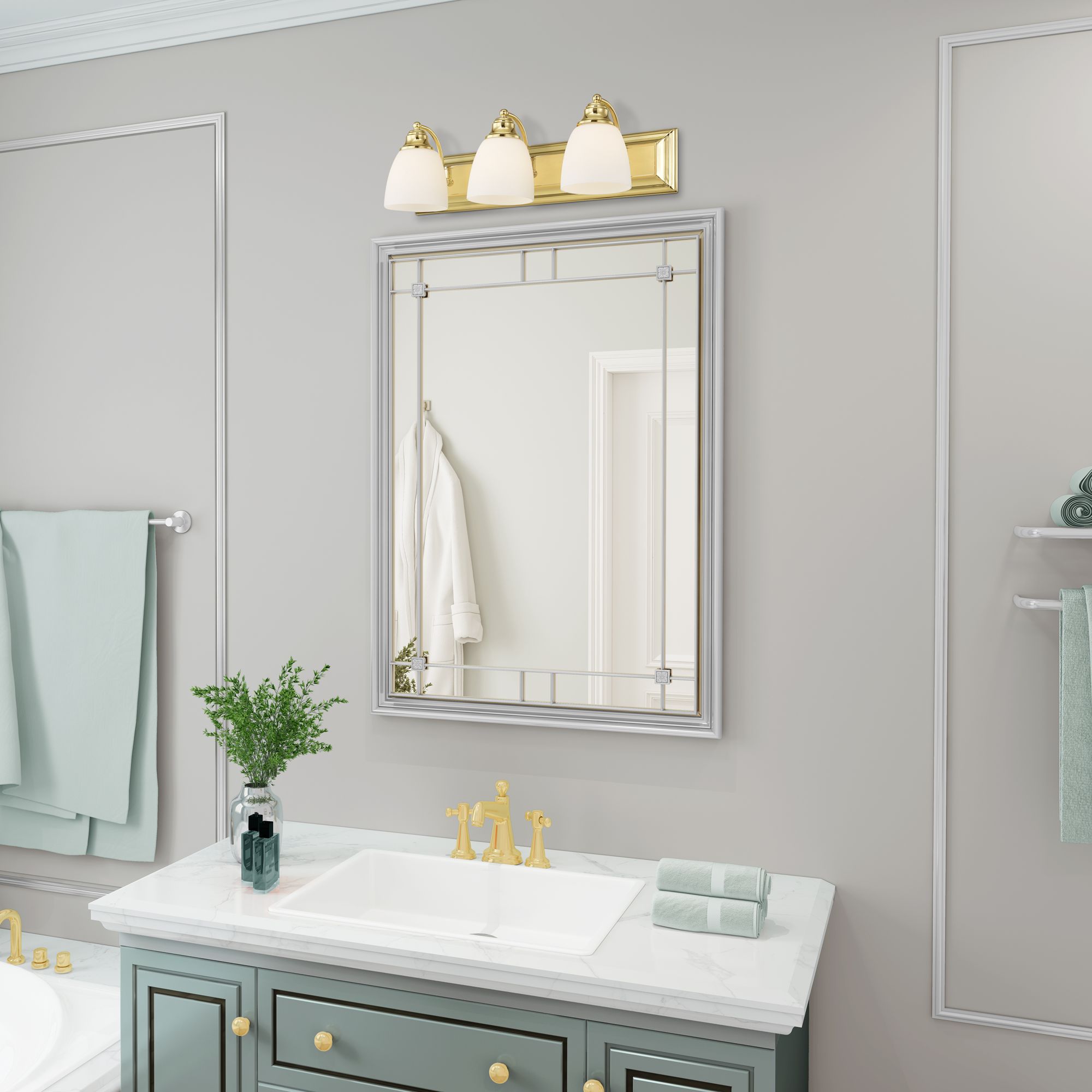 Springfield 24" Wide Polished Brass 3-Light Bath Light in scene