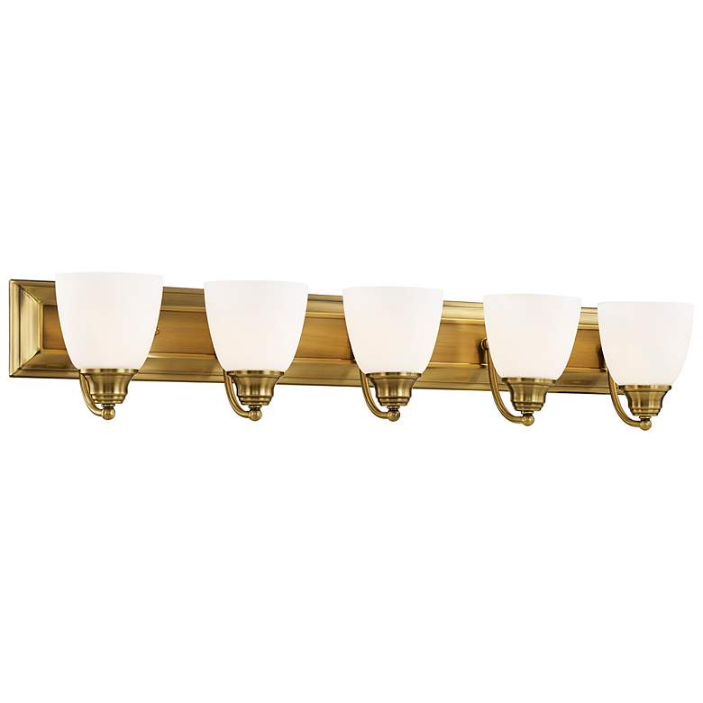Image 3 Springfield 36" Wide Antique Brass 5-Light Vanity Bath Light