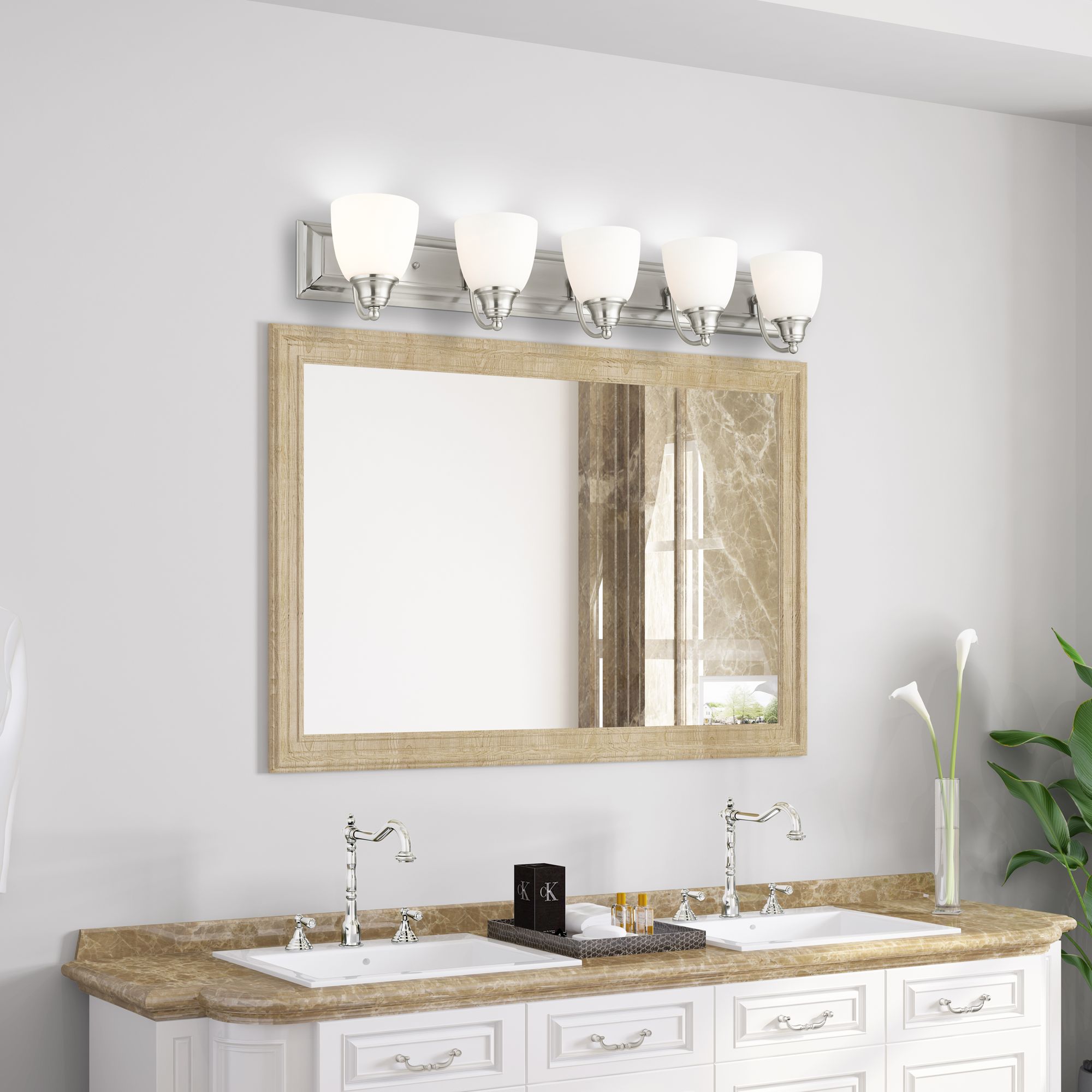 Springfield 36" Wide Brushed Nickel 5-Light Bath Light in scene