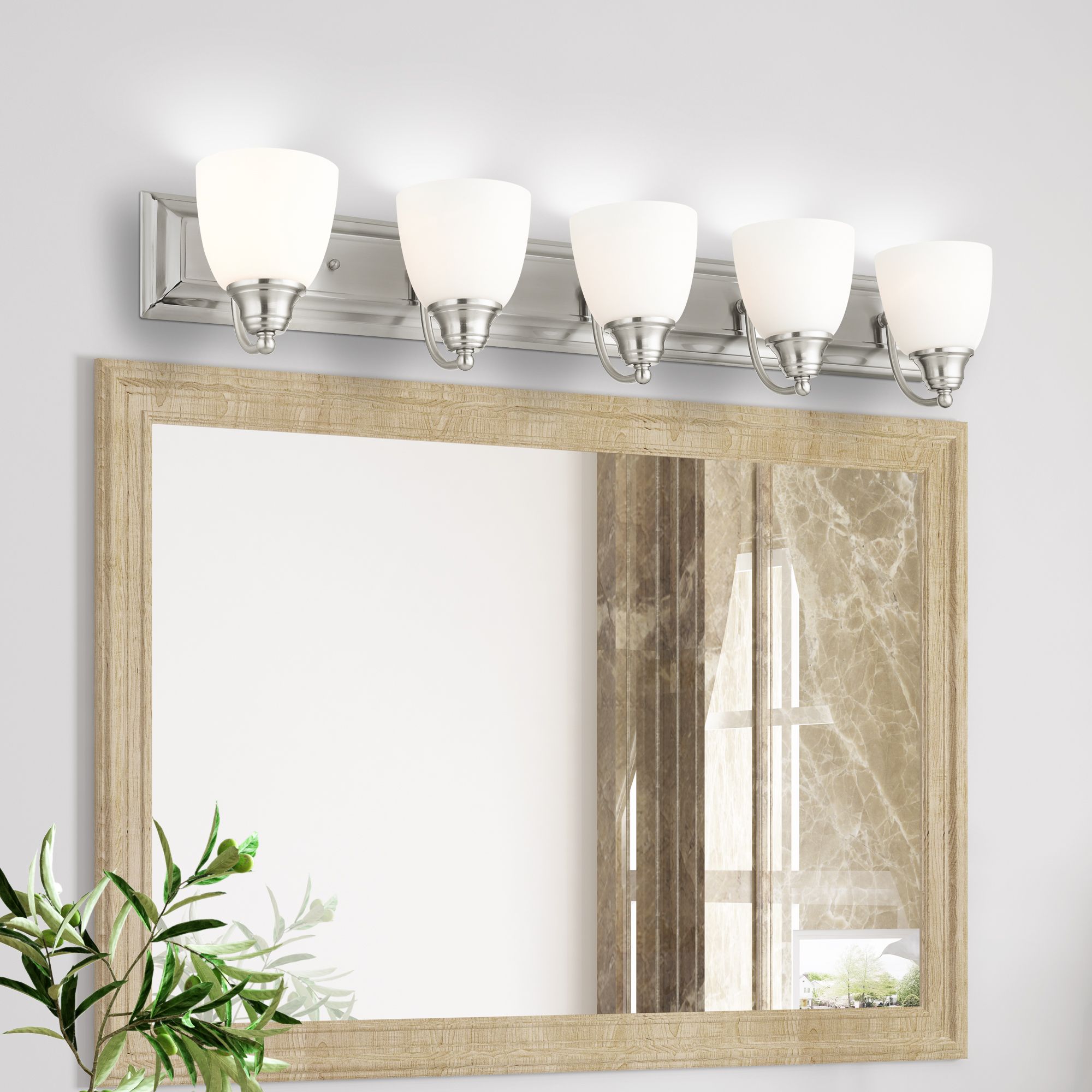 Springfield 36" Wide Brushed Nickel 5-Light Bath Light in scene
