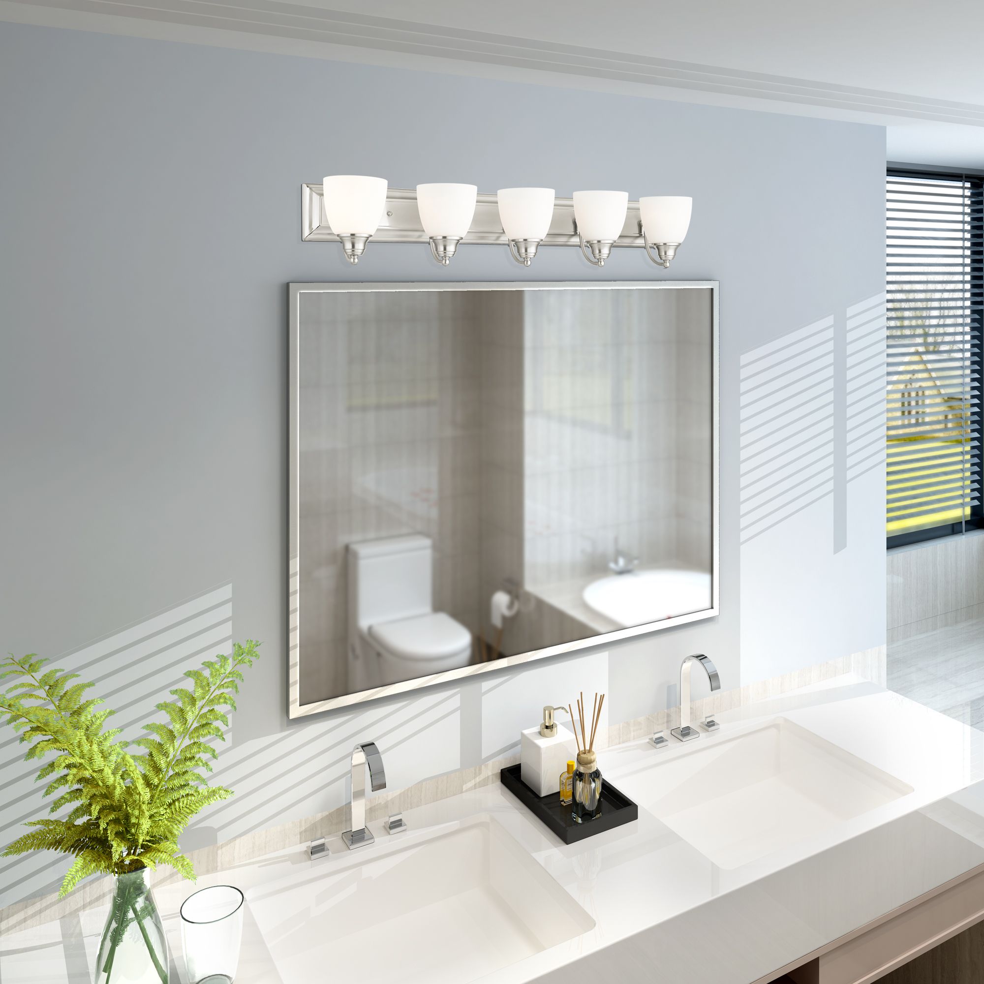 Springfield 36" Wide Brushed Nickel 5-Light Bath Light in scene