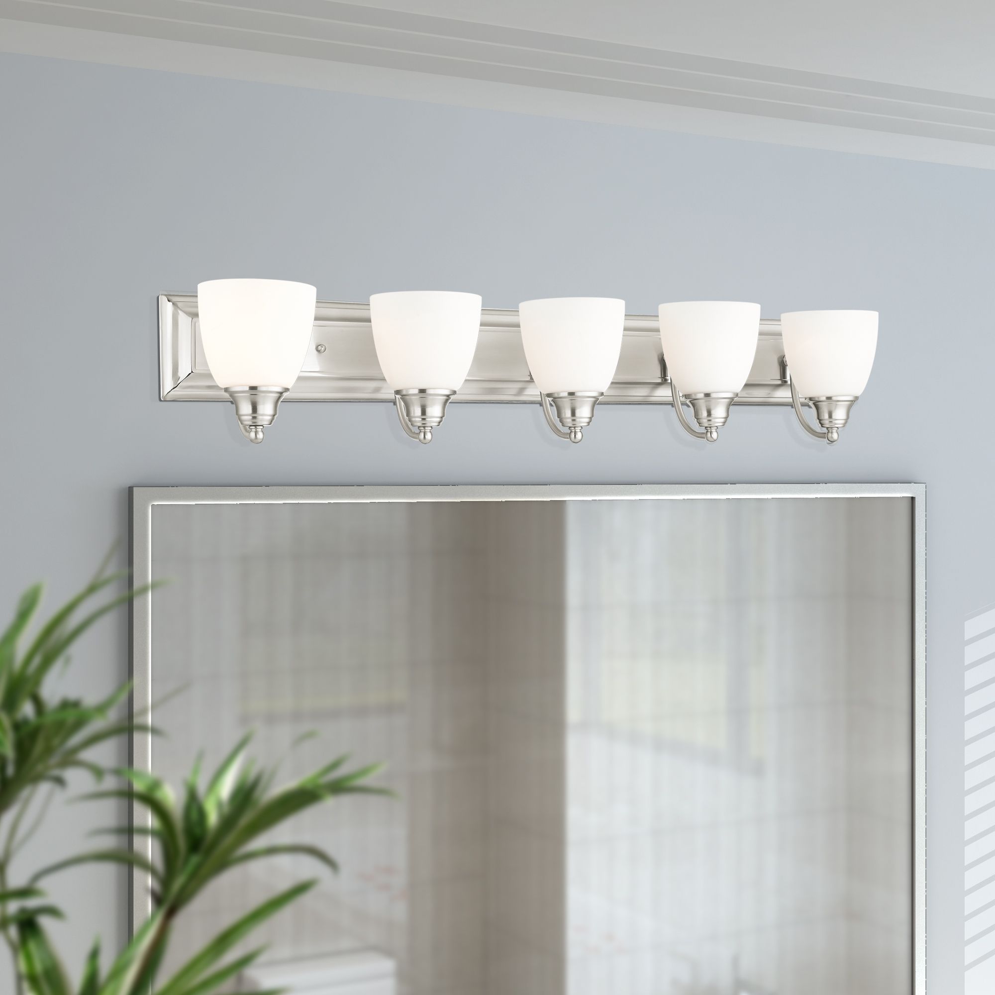 Springfield 36" Wide Brushed Nickel 5-Light Bath Light in scene