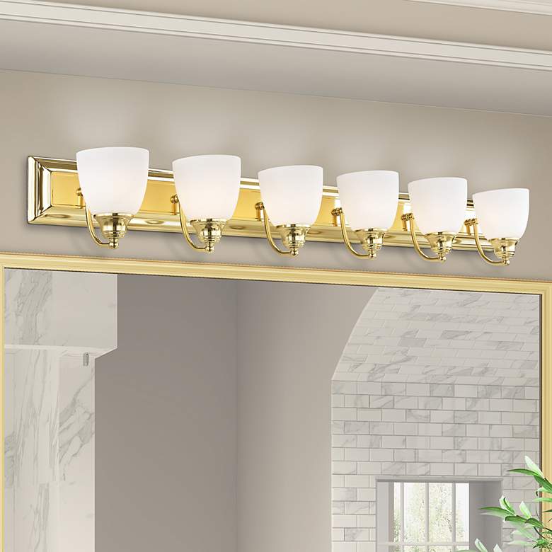 Image 2 Springfield 48" Wide Polished Brass 6-Light Bath Light