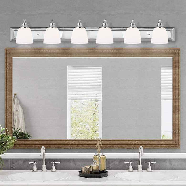 Image 1 Springfield 6-Light 7-in Polished Chrome Bell Vanity Light Bar