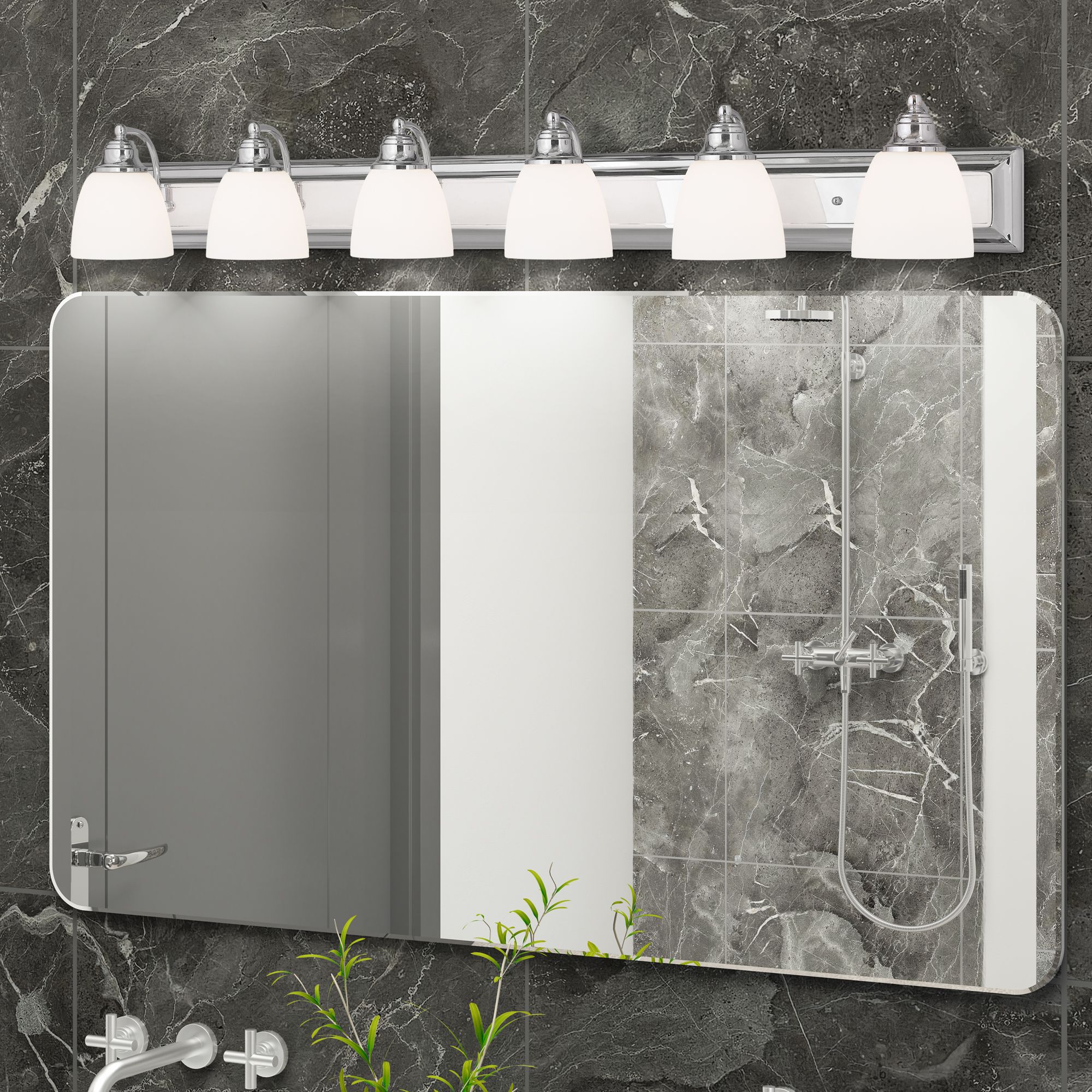 Springfield 6-Light 7-in Polished Chrome Bell Vanity Light Bar