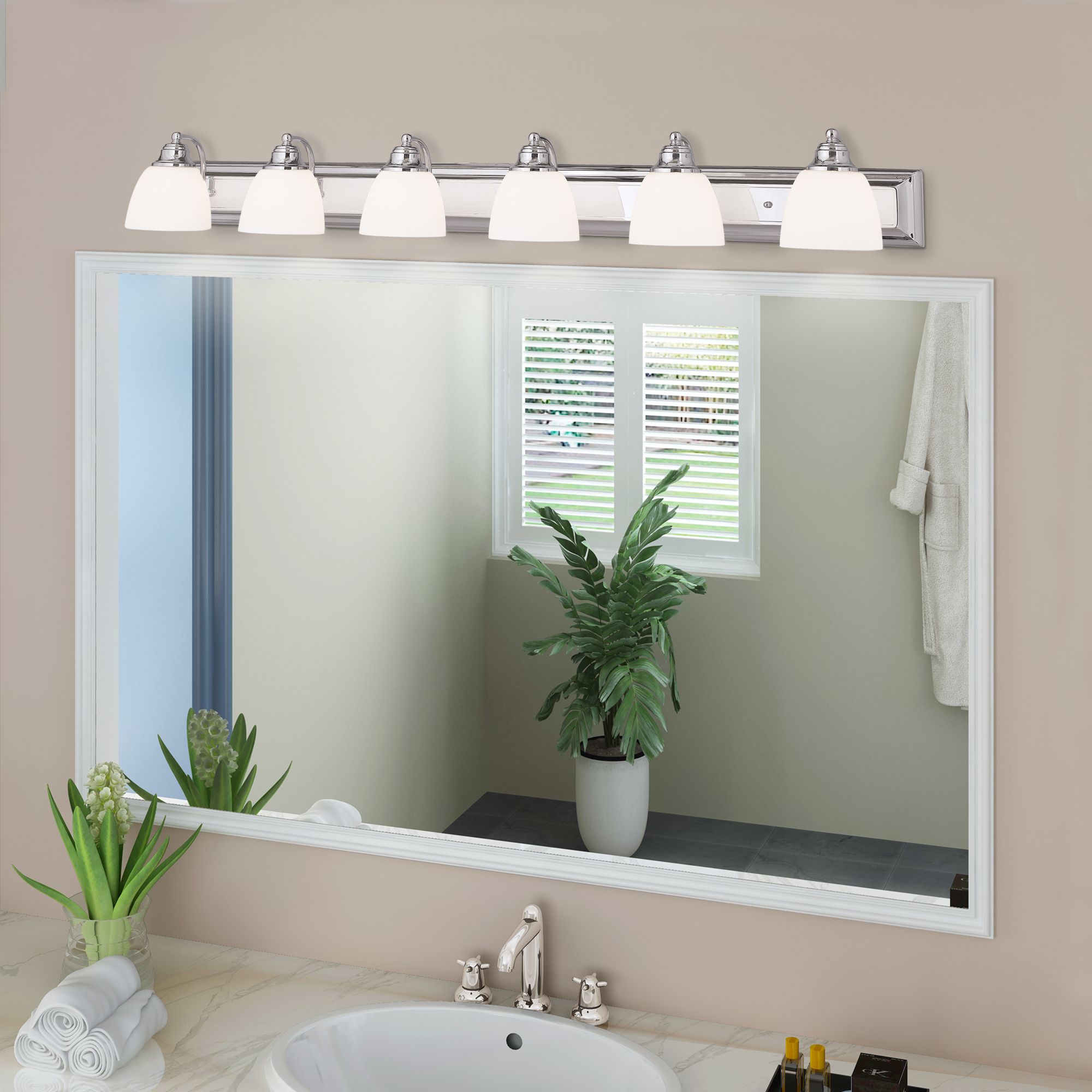 Springfield 6-Light 7-in Polished Chrome Bell Vanity Light Bar