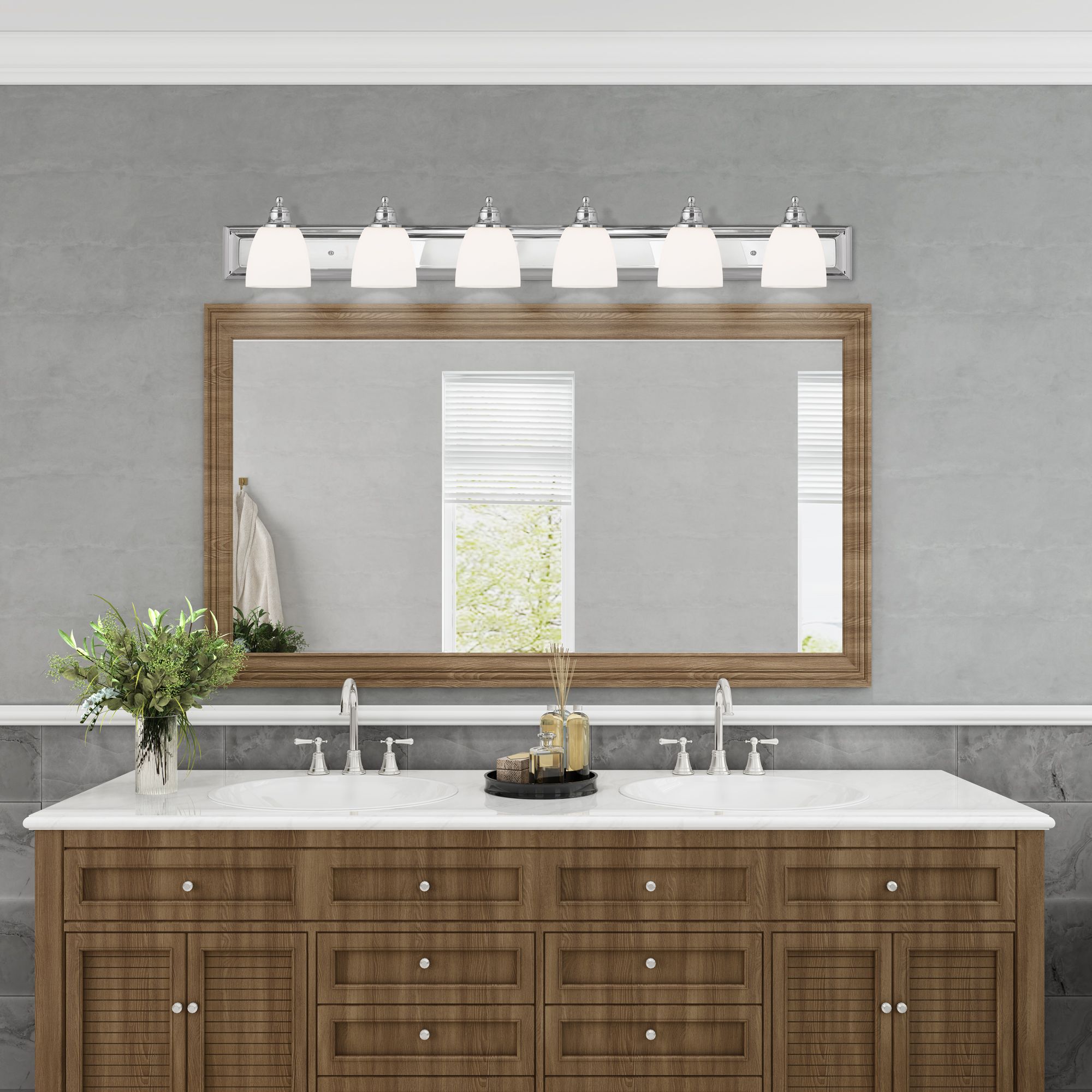 Springfield 6-Light 7-in Polished Chrome Bell Vanity Light Bar