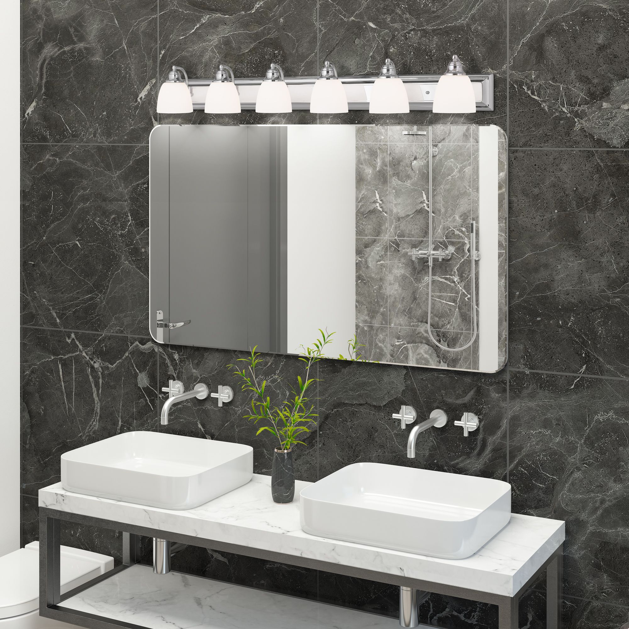 Springfield 6-Light 7-in Polished Chrome Bell Vanity Light Bar