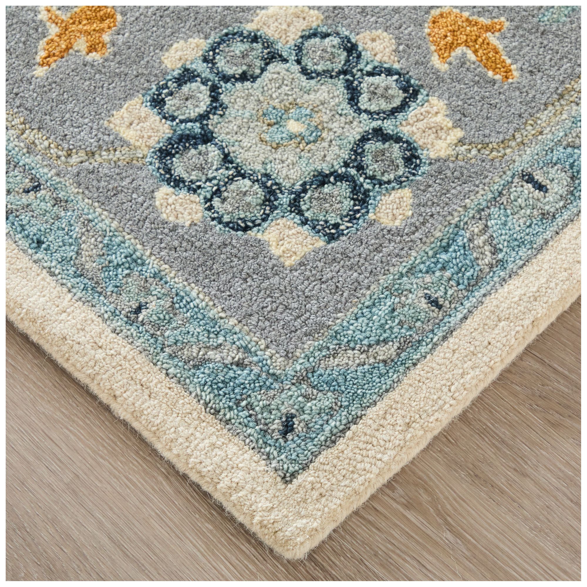 Image 3 Springfield Floral & Botanical Hand Tufted Blue Area Rug 8A46F 5' x 8' more views