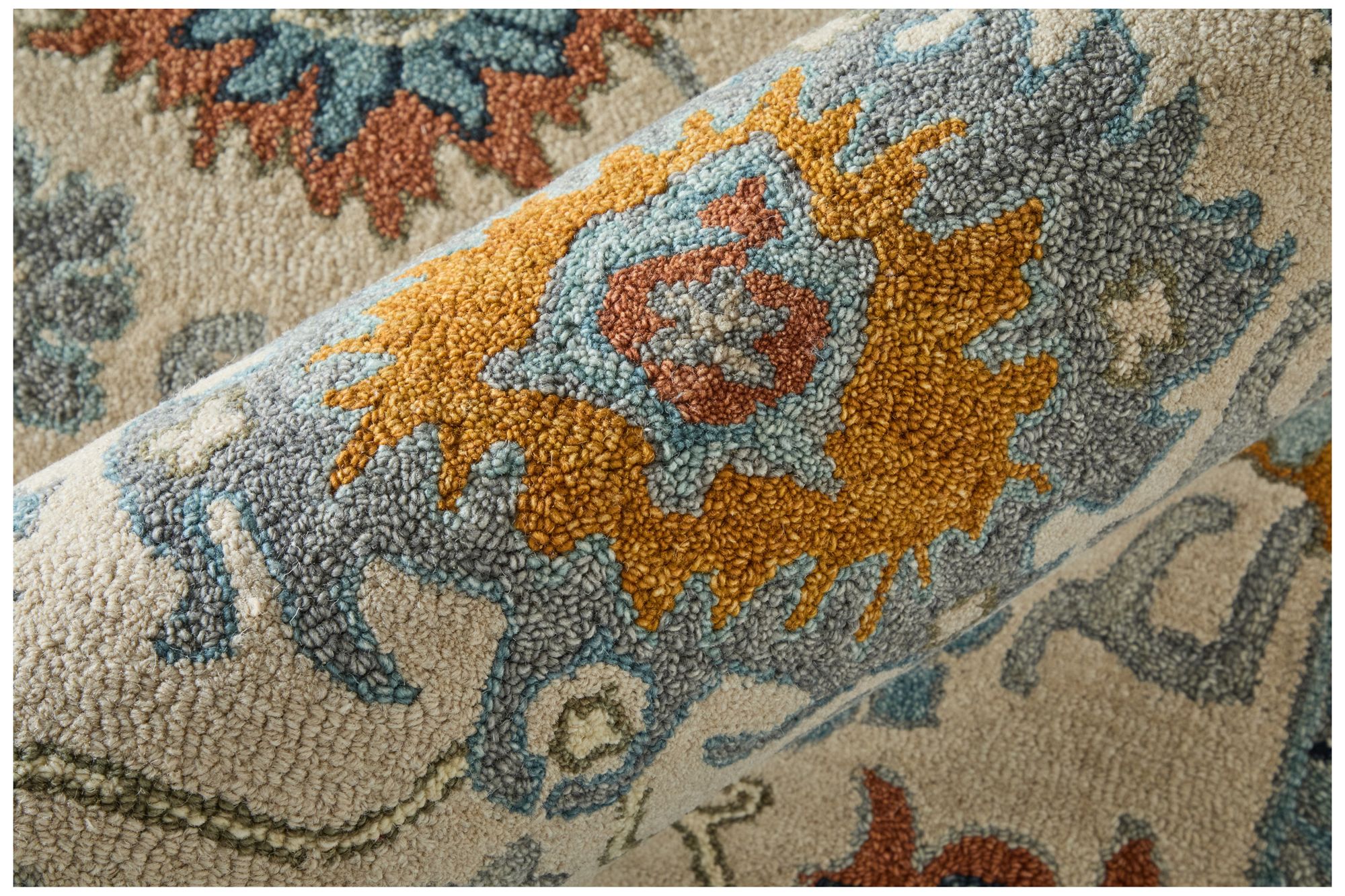 Image 5 Springfield Floral & Botanical Hand Tufted Blue Area Rug 8A46F 5' x 8' more views