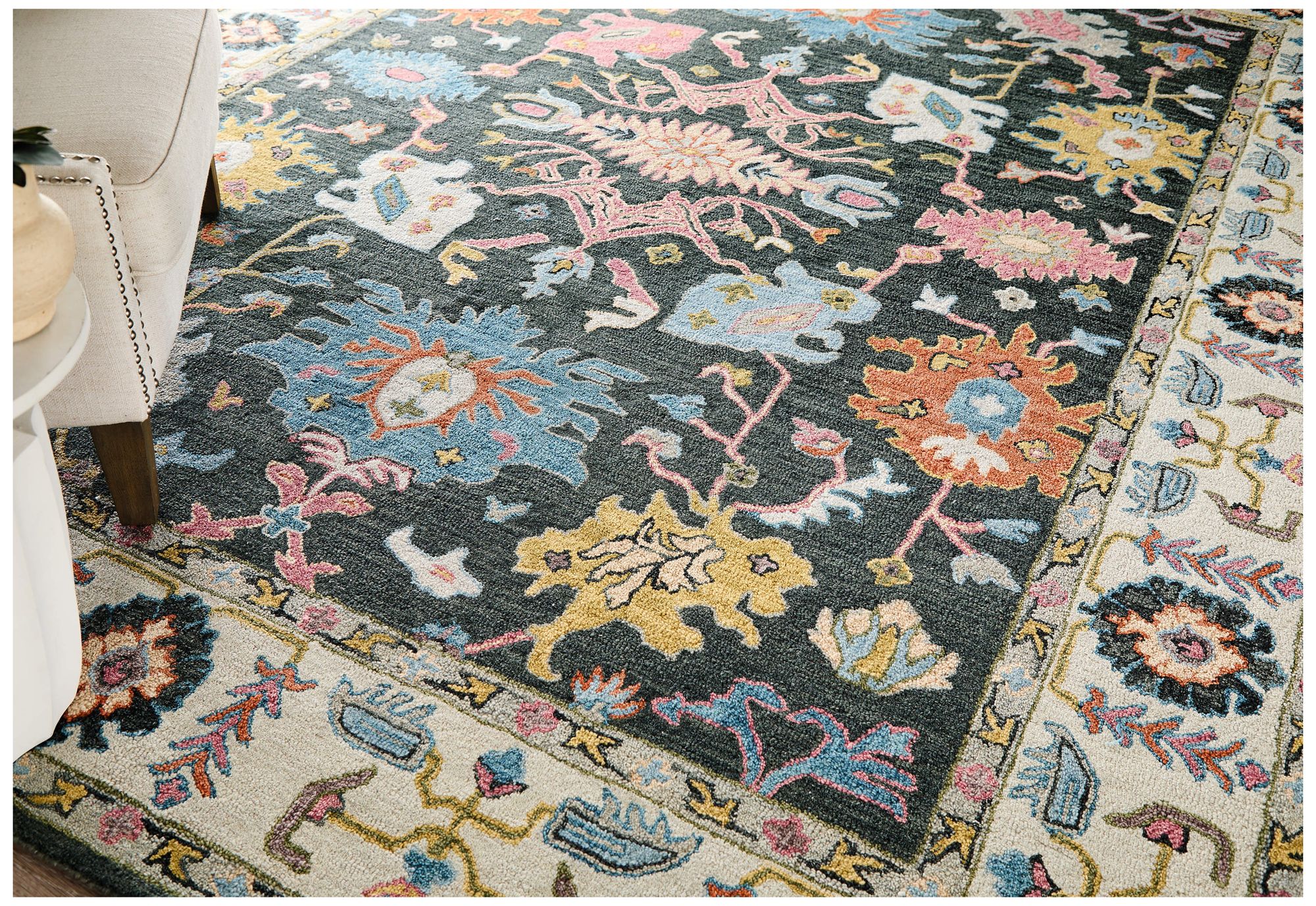 Image 2 Springfield Floral & Botanical Hand Tufted Gray Area Rug 8A47F 5' x 8' more views