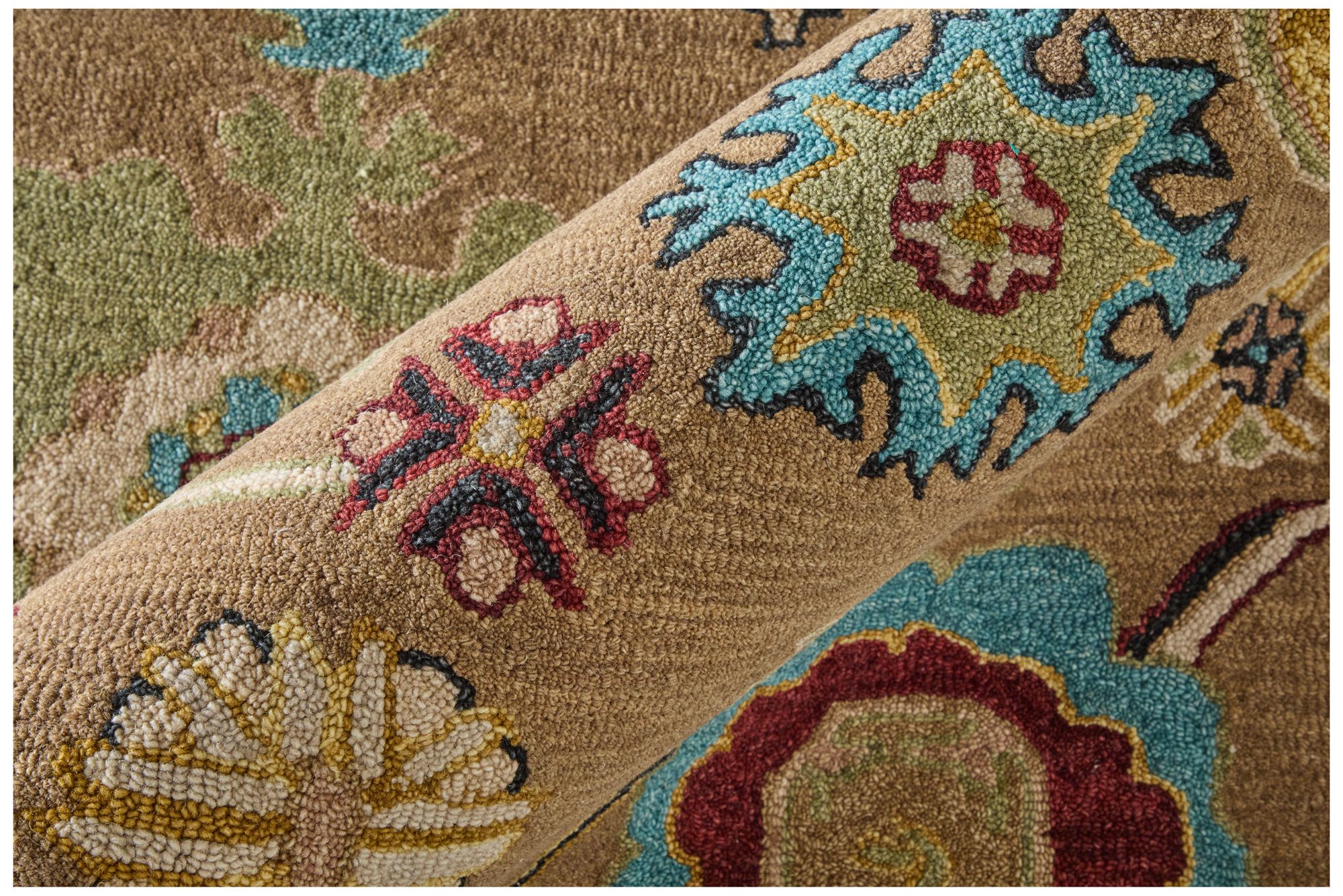 Image 5 Springfield Floral & Botanical Hand Tufted Tan Area Rug 8A45F 5' x 8' more views