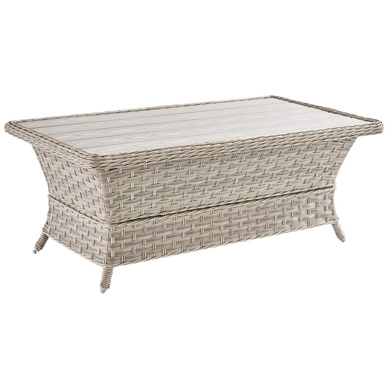 Image 1 Springfield Wood Top and Pebble Wicker Outdoor Coffee Table