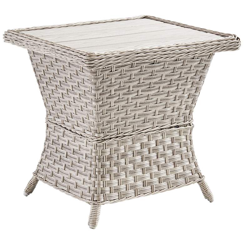 Image 1 Springfield Wood Top and Pebble Wicker Outdoor End Table